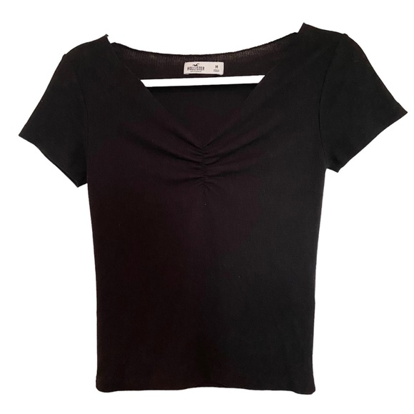 Hollister | Tops | Hollister Cinched Top Short Sleeve Black